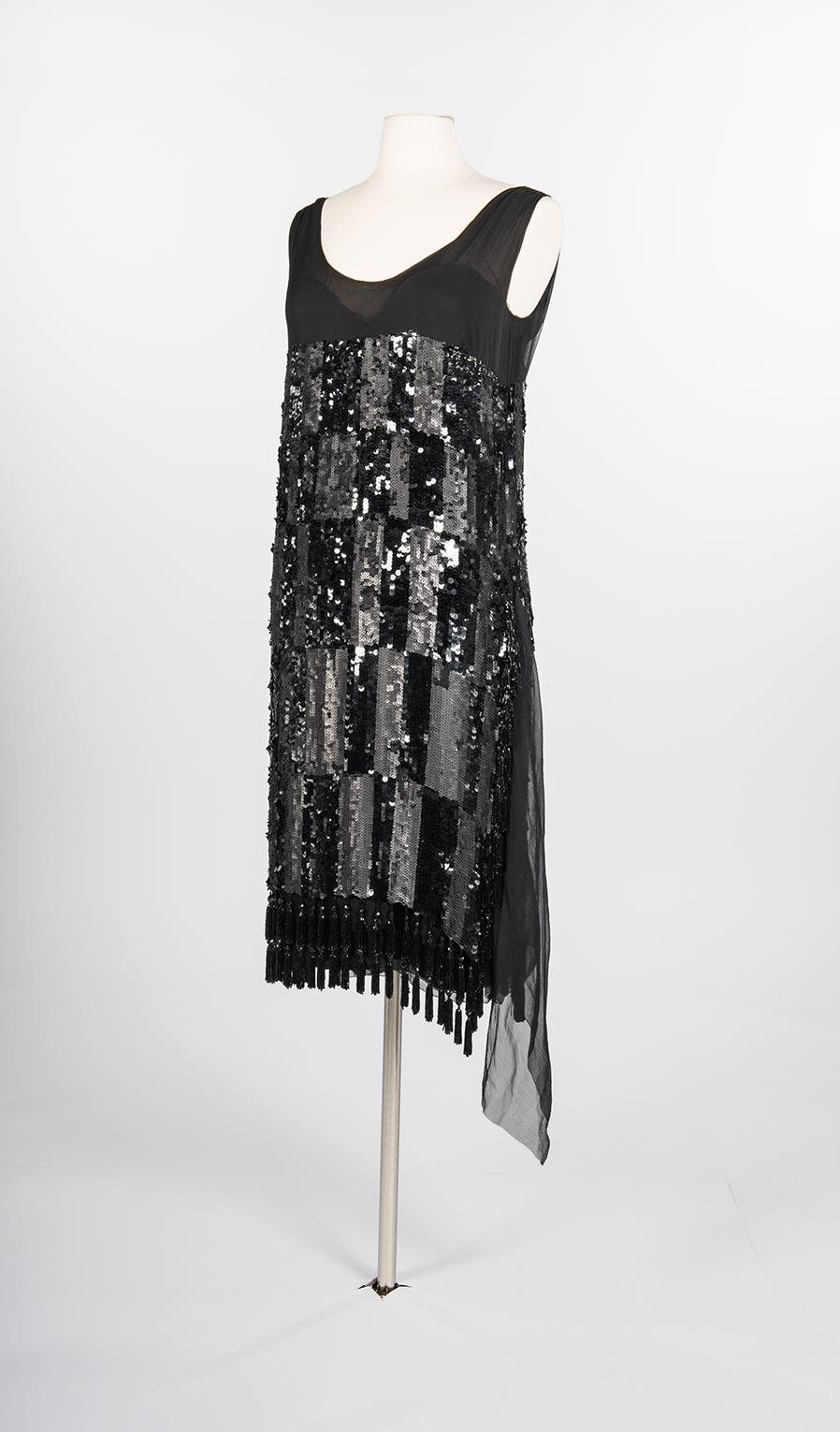 Image of Evening dress with black chiffon and sequins, 1927